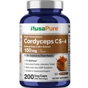 NusaPure Cordyceps 20:1 Extracto, 150 mg Equivalente a 3.000 mg 200 cápsulas vegetales (Sinensis CS-4, No GMO, Vegan) Bioperina