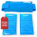 Paquetes de hielo de 2 patas perfectos para lesiones con cubierta de cuero, compresas calientes flexibles, envases de hielo suave para la ayuda en condiciones de daño, alternativa a botellas de agua caliente (Blue, Regular)