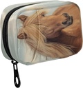 Fustylead Hermoso Caballo Marrón con largo Mane Pill Organizer Caso con cremallera 2 veces Un día para la vitamina y suplemento, 7 días de organización de viajes Caso de medicina
