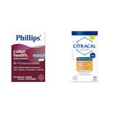 Philips' Colon Health Daily Probiotic Capsules, 4-in-1 Symptom Defense & Citracal Slow Release 1200, 1200 mg Calcium Citrate y Calcium Carbonate Blend