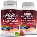 NEW AGE COQ10 200mg Red Yeast Rice 3000mg Omega 3-6-9 3000mg Magnesium Complex 500mg Zinc Vitamin K2 D3 - Vitaminas para Mujeres y Hombres con Vitamina B3, Coenzyme Q10-120 Conteo