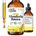 Wild &amp; Organic Rhodiola Rosea Tincture - Rhodiola Rosea Suplemento para Mood Support - Relajando las gotas líquidas - Vegan, Azúcar &amp; Sin alcohol - 4 fl oz