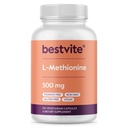 BESTVITE L-Methionine 500mg (120 cápsulas vegetarianas) - No Stearates - Vegan - No GMO - Gluten Gratis