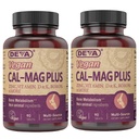 DEVA Magnesio de Calcio Vegano Suplemento 2-Pack, Plus Zinc, Vitaminas C, D &amp; K, Borón, 90 Tabletas Cada