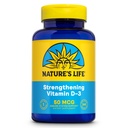 Fortalecer la vida de la naturaleza Vitamina D3 2000 UI (50 mcg) - Vitamina D - Sanidad de los huesos y suplemento de apoyo inmunitario - Softgeles fáciles de cambiar - Garantía de 60 días, Laboratorio Verificado - 240 Servimientos, 240ct