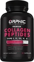 Péptidos de colágeno ORPHIC Capsules for Women,1800mg Píldoras multi colágeno Tipos I, II, III, V, X - Apoya la Salud Digestiva Manteniendo articulaciones fuertes, tendones, ligamentos y músculos* 90 Cápsulas
