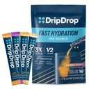 DripDrop Hydration Packets - Empaquetado de Variedad Tropical - Electrolitos de Servición Única Powder Drink Mix - Mango, Açaí, Fruta de Pasión, Piña Colada - Sin Gluten, Vegan - 16 Sticks