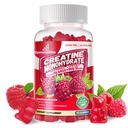 Cretina Monohydrate Gummies Complejo 6400mg para Hombres &amp; Mujeres -Fórmula avanzada W/L-Taurina + Vitamina B12, Sugar Suplemento Chewable Libre,90 Raspberry Gummies