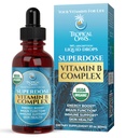 Superdose Vitamina Orgánica B Complejo Líquidas gotas rígidas 125.000% DV Vitamina B12, B6, Biotina, Niacina, Folate ANTERIGEN Energía, Cerebro Salud, Immune Apoyo Silencioso USDA Organic, Vegan, Non-GMO TEN 60 Serv, 2 Mo.