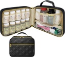 Organizador de botellas de gran tamaño, bolsa de medicina, caja, portador de medicamentos, vitaminas y suministros médicos - Organizador de medicina de viaje y bolsa de memoria de almacenamiento casero - Negro (sin bloqueo)