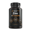 Complejo de suplemento de zinc con cobre y vitamina C - Flujo natural 3X Zinc Carnosina, Chelato Bisglycinate y Orotate, Cobre Chelated, Fácil en el estómago, Skin y Soporte Inmunitario, 120 cápsulas