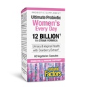 Factores naturales Ultimate Probiotic Women's Every Day - Digestive Health Support Supplement - Probiotic Supplement for Urinary Tract &amp; Vaginal Health Support - 60 Vegetarian Capsules (60 Servings)