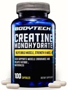 BODYTECH Creatine Monohydrate Capsules a Micronized a Supports Muscle Strength, Mass, and Endurance (100 cápsulas)