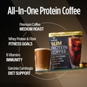VitaCup Slim Protein Coffee Shake for Diet Support, Instant Coffee w/Whey Protein Powder, B Vitaminas &amp; Fiber, Dietitian Desarrollado para el rendimiento y el sabor, Hacer como helado de café o afeitado, 20 Servings