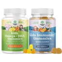 Bundle of Omega DHA Gummies for Kids - Fatty Acids Omega 3 6 9 with Vitamin C for Brain, Immunity & Vision and Kids Immunity Support Gummies - Delicious Vitamin C with Zinc &amp; Echinacea Immune Booster