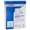 2" x 2" Vestir (1x1 Pad) AMERX Pulsera Fronteriza - Bandages adhesivos - Barrera resistente al agua - Frontera autoadhesiva - Respirable, hipoalergénico - 15 Pads Por Box