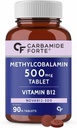 Generic Rise .Vitamin B12 Tablets 500mcg - Forma activa de Methylcobalamin B12 Suplemento para Mujeres - 90 Veg Tablets, Nautral