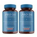 Vitamina Bounty Pro-50 Probiótico 50 Billones CFU - 13 Suplemento de Strain para Hombres y Mujeres + Prebióticos - Salud Digestiva " Gut Support - Lactobacillus " Bifidobacterium - Delayed Release Capsules, 2 Pack