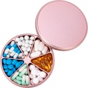 Organizador de píldoras metálicas 7 Compartimientos Pill Dispenser - Caja de carga resistente al agua Container Gran Caja de píldoras diarias Mantenedor de medicina para medicamentos Vitaminas Aceites de pescado Suplementos, 0.39lb (Pink)
