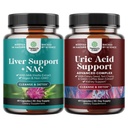 Bundle of Liver Support NAC Supplement with Milk Thistle for Liver Cleanse Detox & Repair and Green Coffee Bean Extract for Uric Acid Cleanse & Detox with Turmeric for Joints Support & Kidney Cleanser