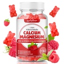 softbear Calcio Magnesio Zinc Gummies para Mujeres, Calcio Magnesio Suplemento con Vitamina D3 para la Fuerza de Hueso, Vegan/Sugar-Free, Raspberry Flavor 60 Cuenta