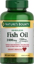 Aceite de pescado sin olores Bounty, 1200 mg Omega-3 por servicio incluyendo EPA & DHA, apoya la salud del corazón, purificado para eliminar el mercurio, Softgels Coated, Gluten Free, No Shellfish, 90 Ct