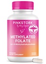 Pink Stork Folate: Methyl Folate - MTHFR Acid, Natural Form of Folic Acid for Pregnancy, Formulated for Mom + Baby, Women-Owned, 60 Capsules (Packaging May Vary)
