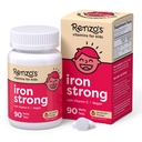 Suplementos de hierro de Renzo para niños, suplemento de hierro de los niños veganos disoluvable con vitamina C, pestañas de color sin azúcar, sabor a naranja, 90 puntos