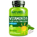NATURELO Vitamina D - 2500 UI - Planta Basada en Lichen - Natural D3 Suplemento para Sistema Inmunitario, Soporte de Huesos, Salud Conjunta - Vegan - No GMO - Gluten Gratis - 120 cápsulas