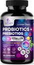 Probióticos 100 Billones CFU Por Servir - 10 Strains Premium + Prebióticos - Mejor Suplemento Probiótico para Mujeres &amp; Hombre - Apoyo Immune, Salud Digestiva, Estreñimiento ocasional &amp; Gas - 120 cápsulas