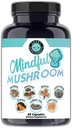Suplementos Angry Setas Mindful Capsules - 7in1 Premium Health Shroom Blend of Maitake, Shiitake, Reishi, Turquía Tail, Cordyceps, Lions Mane y Chaga Mushrooms (60ct)