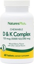 Natures Plus D & K Complex - 60 Chewables de Berry mixtos - Apoyo Calcio Metabolismo - Vegetariano, No-GMO, Gluten Gratis, Soy Gratis - 60 Servings