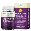 Gummies de Hierro Extrastreza para Mujeres y Hombres - Potente 45 mg por Servir Suplemento Chewable para Mujeres y Hombres con Vitamina C para la Absorción Superior - Vegan Daily Iron Gummy Sin Sabores Artificiales