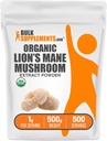 BulkSupplements.com Extract Powder de Mushroom Mane de León Orgánico - Suplemento de Mushroom, Suplemento de Cerebro para Memoria y Apoyo en Foco - Vegan, 1g por Ser, 500g (1.1 lbs) (Pack of 1)