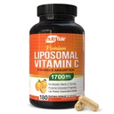 NutriFlair Liposomal Vitamina C 1700mg, 180 Capsules - Alta Absorción, Fat Soluble VIT C, Bioavailability Immune System Support & Collagen Booster, Non-GMO, Vegan Pills