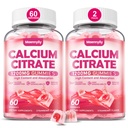 Calcium Citrate Gummies 1200 mg para adultos: Ultimate Absorption Suplemento de calcio para hombres y mujeres - Fácil de digerir, Vegan, No GMO, Gluten Gratis - Natural Strawberry Flavor