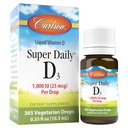 Carlson - Super Daily D3, Vitamina D Drops, 1.000 UI (25 mcg) por gota, 1-Año de suministro, Vitamina D3 Liquid, Corazón &amp; Immune Health, Vegetariano, Liquid Vitamina D3 Drops, Desflavorado, 365 gotas