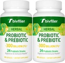 Probióticos para Mujeres Hombre- 300 Billones CFU, 24 Strains Probiótico+15 Hierbas Orgánicas Prebióticos Blend, Pre y Probióticos, para Salud Digestiva, Immune & Gut, Diarrea, Bloating, Vegan, 4 Month Supply