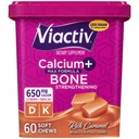 Calcio Viactiv + Vitamina D Suplemento Mandíbulas Suaves para Hombres Mujer - Calcio Chewable para Soporte de Salud de Hueso, 650 mg por Serving, Vitamina D &amp; K para Absorción Alta - 60 Cuenta, Caramel
