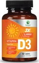 Vitamina D3 5000iu (125 mcg) Apoyo a la salud inmune - Suplemento dietético de alta potencia Vitamina D para el hueso, dientes, musculo - VIT de la naturaleza, vegano, sin gluten, sabor a frambuesa - 60 tabletas chewable