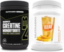 NutraBio Creatine Monohydrate, Unflavored, (300 g) y Clear Whey Protein Isolate, (Mango Mist) Suplemento Bundle – Muscle Energy, Maximum Growth, Recovery, and Strength