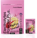 PowderVitamin Electrolytes Powder Plus, Keto, Raspberry Lemonade, Sugar Gratis, 1000 mg de Potasio, 120 mg de Calcio, 120 mg de Magnesio, Non-GMO, Zero Calories, 30 paquetes de hidratación