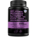 12-en-1 Melatonina cápsulas de sueño - Ayudas naturales para el sueño para adultos con Melatonina 5 mg y Magnesium Glycinate 500mg, Ayuda para el sueño con Ashwagandha, L Theanine, Valerian Root, GABA, 5-HTP (90ct, Pack de 1)