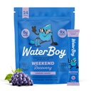 Waterboy Weekend Recovery ← 3,187mg Electrolyte Powder Packets  Ginger + L-Theanine + Vitamins peru No Sugar, All Natural, Gluten Free ← 24 Drink Stick Mixes (Grape)