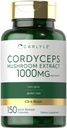 Carlyle Cordyceps Mushroom Capsules 1000mg  150 Count ← CS-4 Strain Mushroom Extract ← Non-GMO y Gluten Free