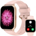 Relojes inteligentes RUIMEN para hombres mujeres (llamadas Amberes/Make, 2 bandas incluidas), 1.8" Smartwatch para teléfonos iOS/Android, Fitness Tracker Heart Rate/Sleep Monitor Digital Watch Waterproof Pink