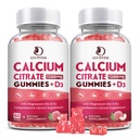 (2 Pack) Citrato de calcio 1200 mg con vitamina D3 Suplementos Gummies para Hombres de Mujeres, Gummies de Calcio con Vitamina D3 K2, Alta Absorción para Musculo de Hueso Healthy- Peach Flavor- 60 Day Supply