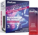 2before All Natural Vegan Pre Workout, with 120mg Caffeine I Clean Energy, Endurance, Recovery I Pre Workout Mujeres y Hombres I 20 x Individual Packets I Informed Sports Certified I Blackcurrant