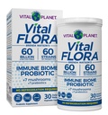 Vital Planet - Vital Flora Immune Support Probiotic, 60 Billion CFU, 60 Diverse Strains, 7 Organic Mushroom Supplement Blend with Prebiotics, Shelf Stable Digestive Health Probiotics 30 Capsules