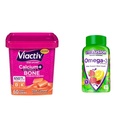 Viactiv Calcium Chews &amp; Vitafusion Omega-3 Gummy Vitaminas Bundle - 60 Calcium Chews for Bone Health + 120 Omega-3 Gummies for Heart Health